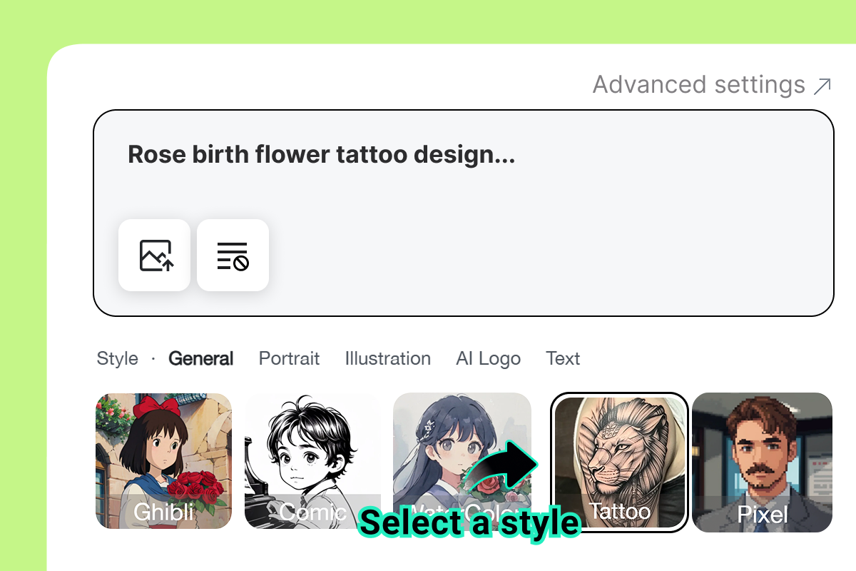 Step 2: Choose your preferred tattoo effect