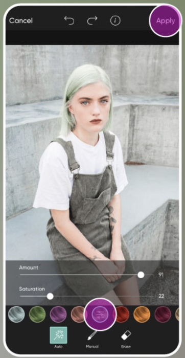 Edit and change hair color in photos with PicsArt’s creative hair color features.