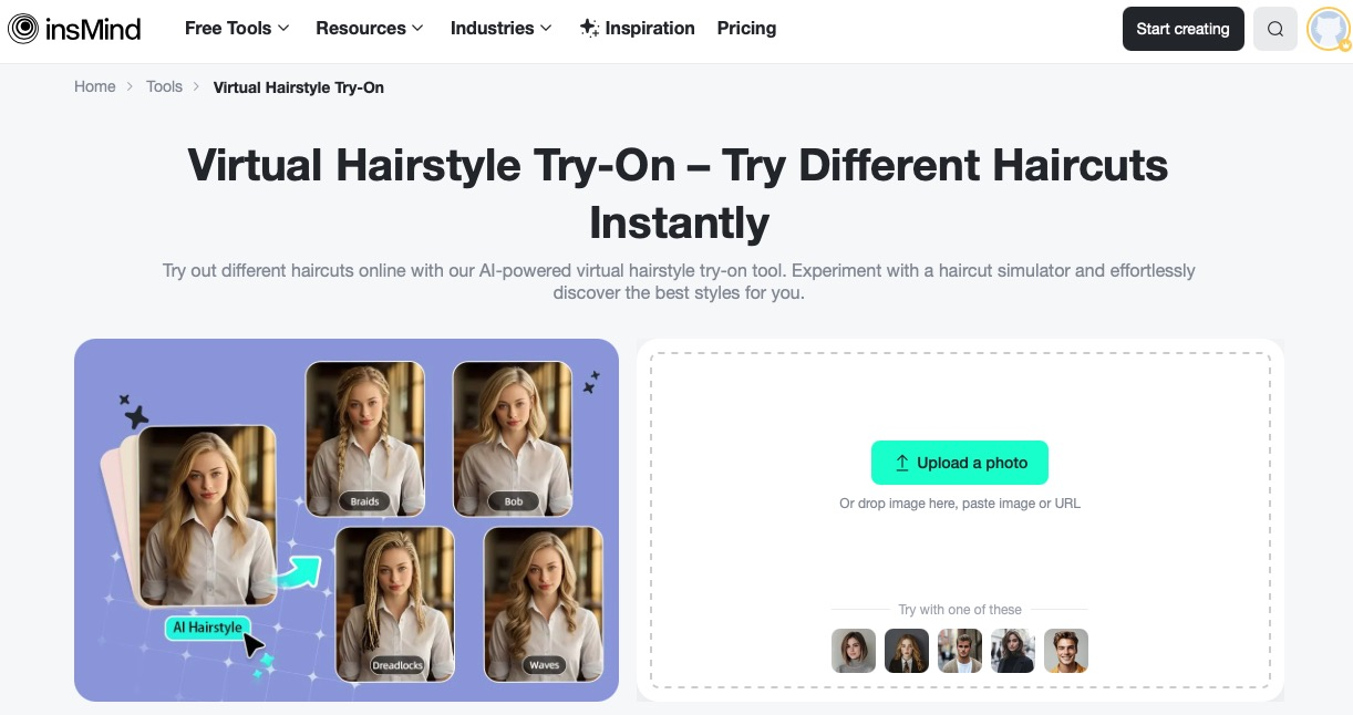 Begin your short hair try-on by uploading a high-quality photo of yourself.