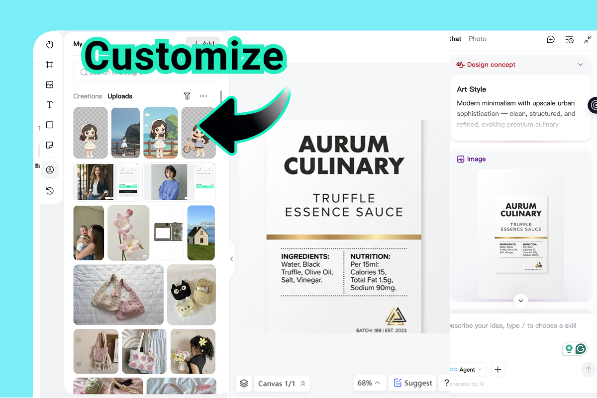 Customize Your Label with AI or Manual Editing