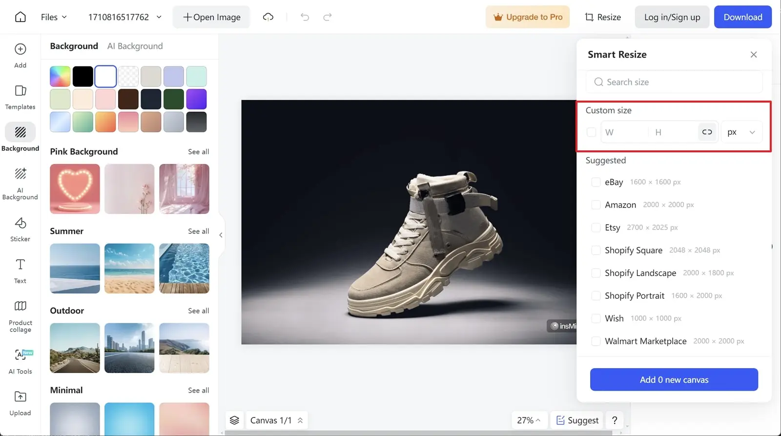 Add the custom size for ebay to fit ebay image size