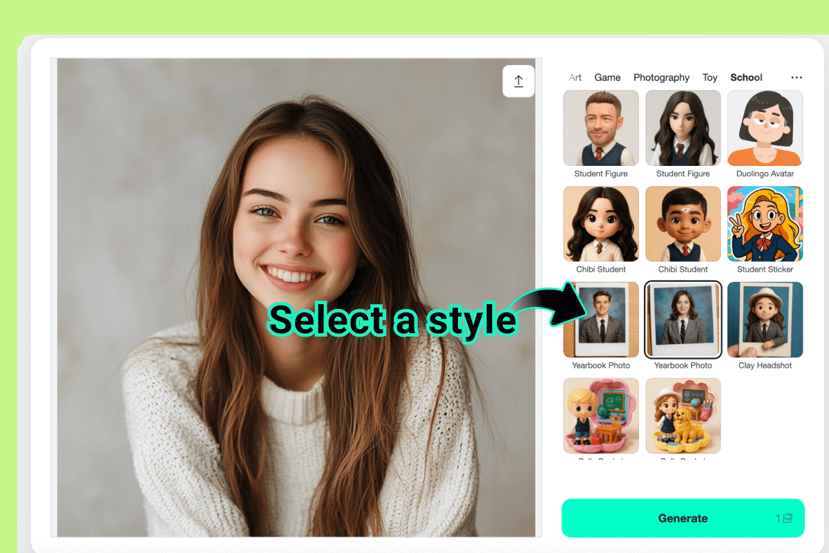 Step 2: Select the AI Yearbook Filter