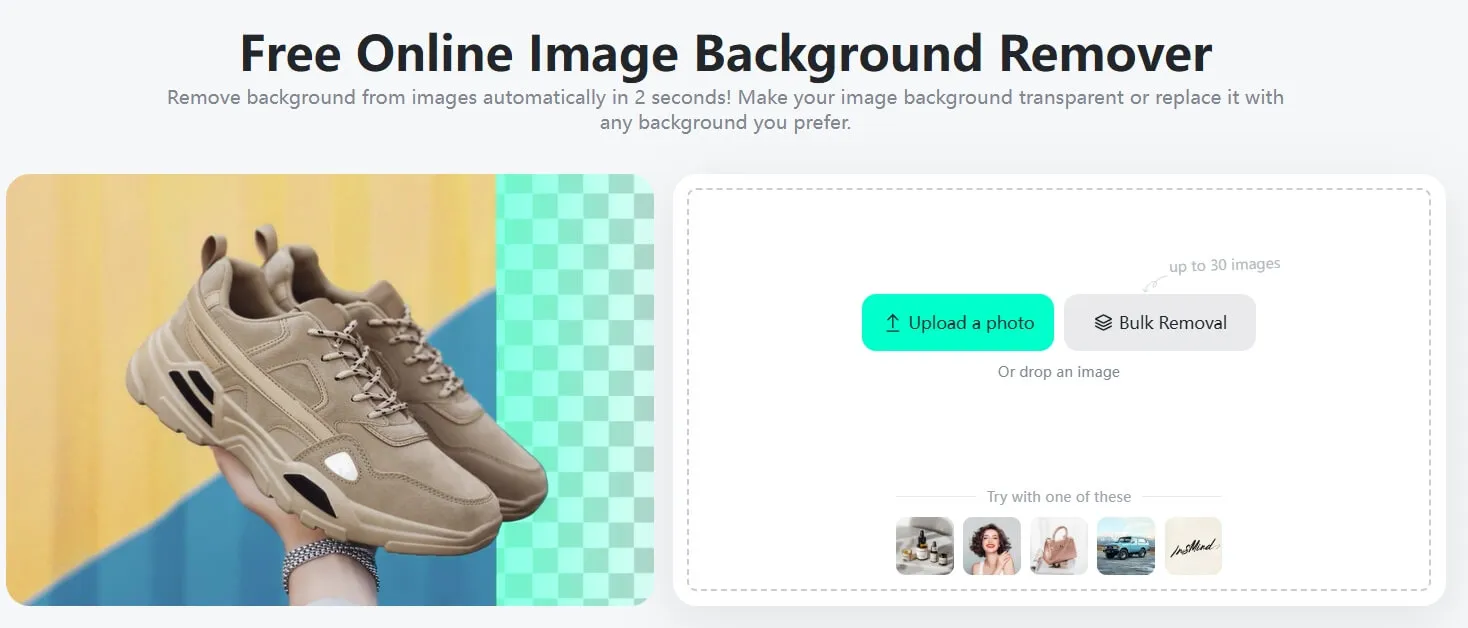 Remove backgrounds from images effortlessly with the insMind background removal tool.