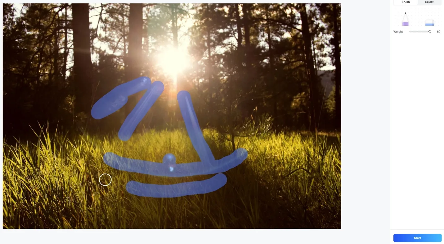 Use the brush tool to mark glare spots for precise removal.