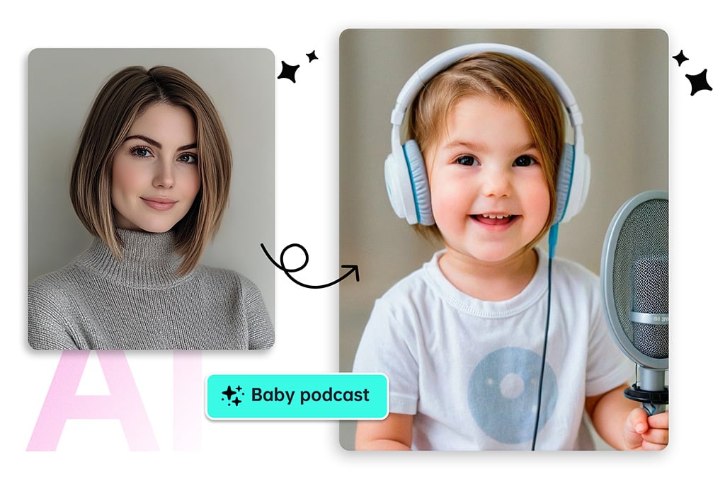 Turn Yourself into a Baby Podcast Photo with AI