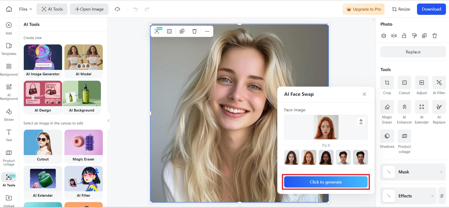 Screenshot that shows how to select images to swap face - Best Free Face Swap Apps