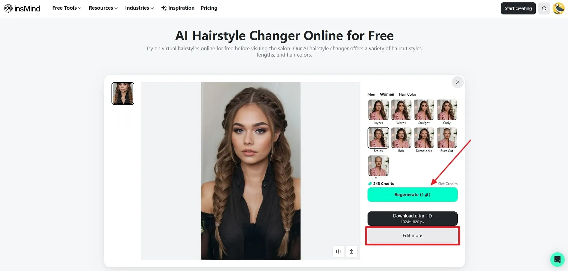 regenerate or edit more for prom hairstyle