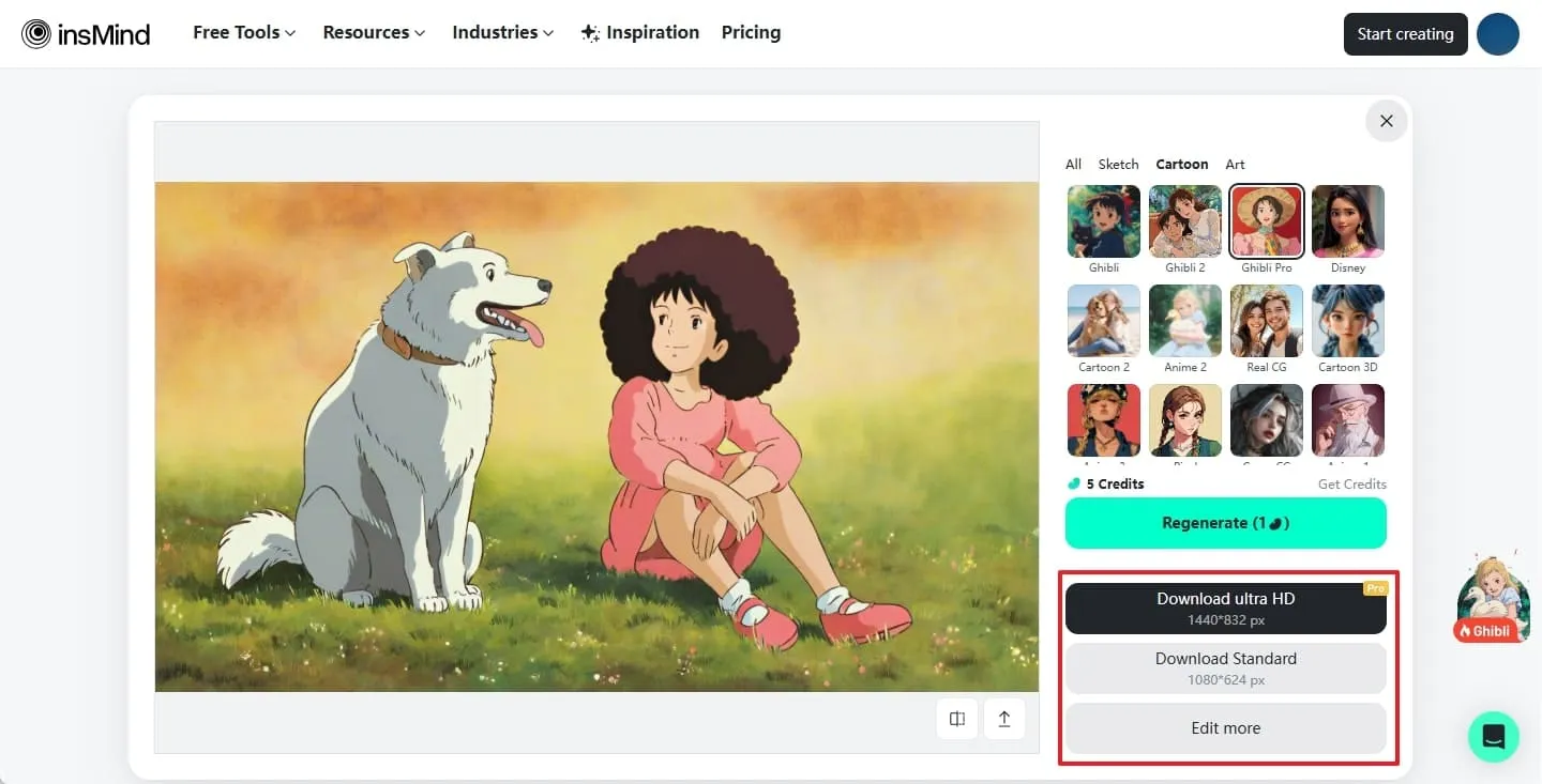 Download Ghibli Style image in insMind