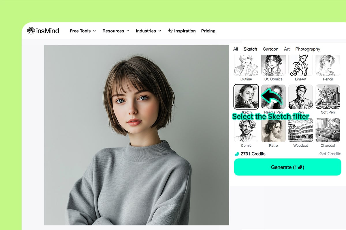 Step 2: Select a sketch filter