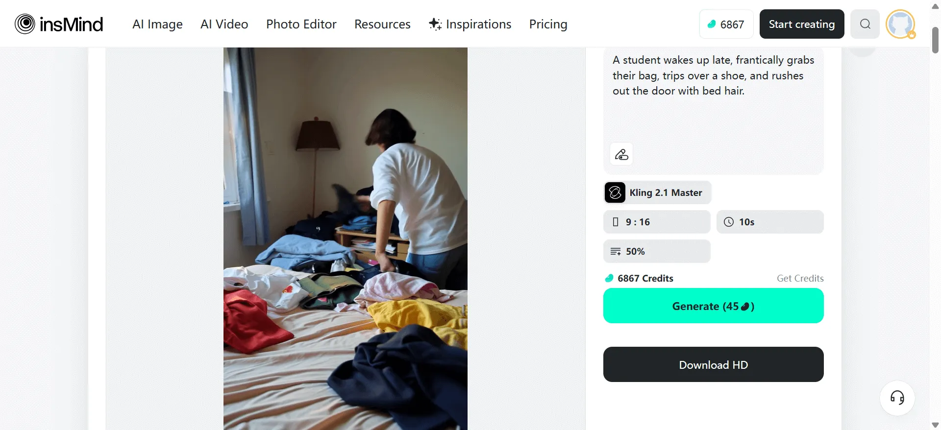 Save your generated video or post it to social media platforms instantly.