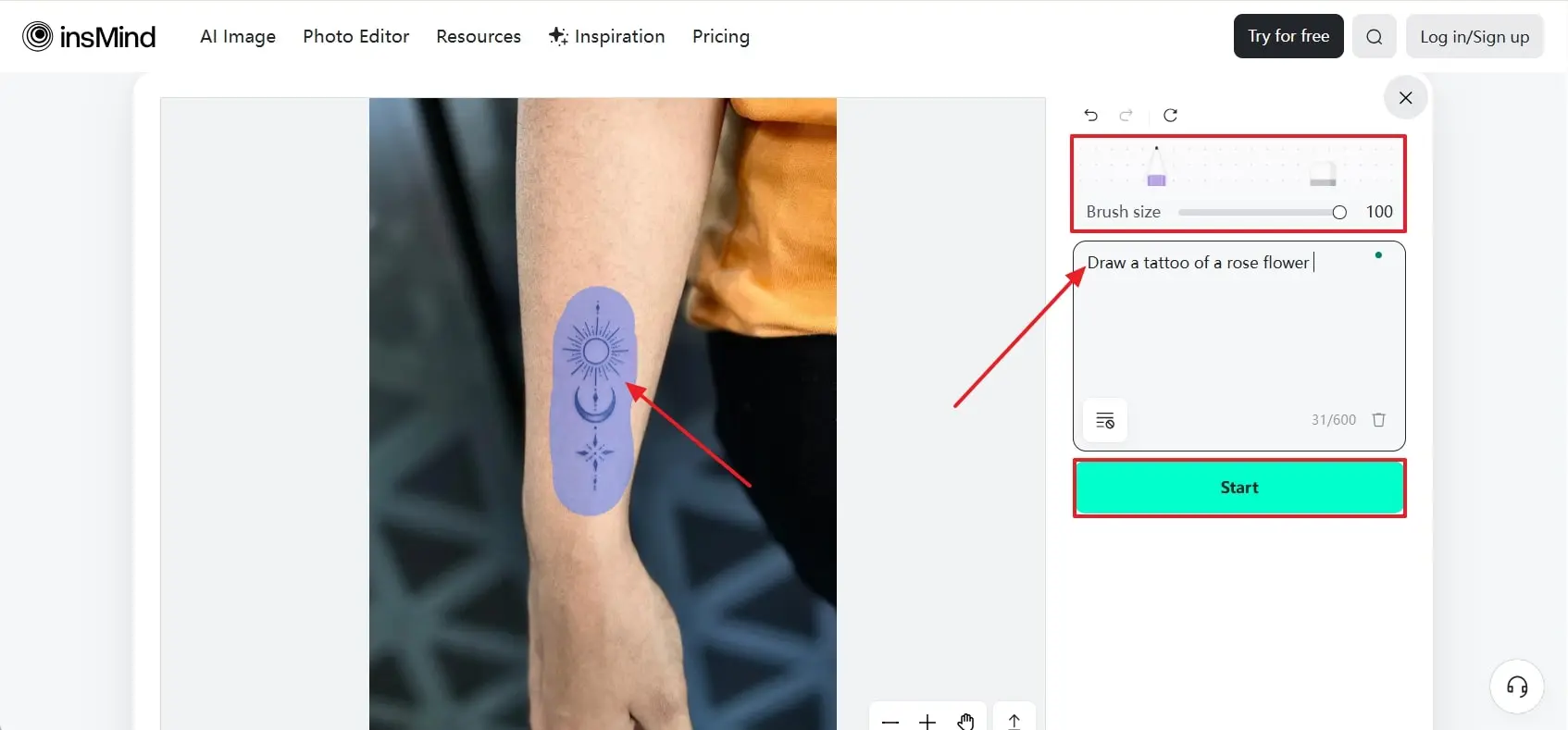 Type Prompt And Mark Area