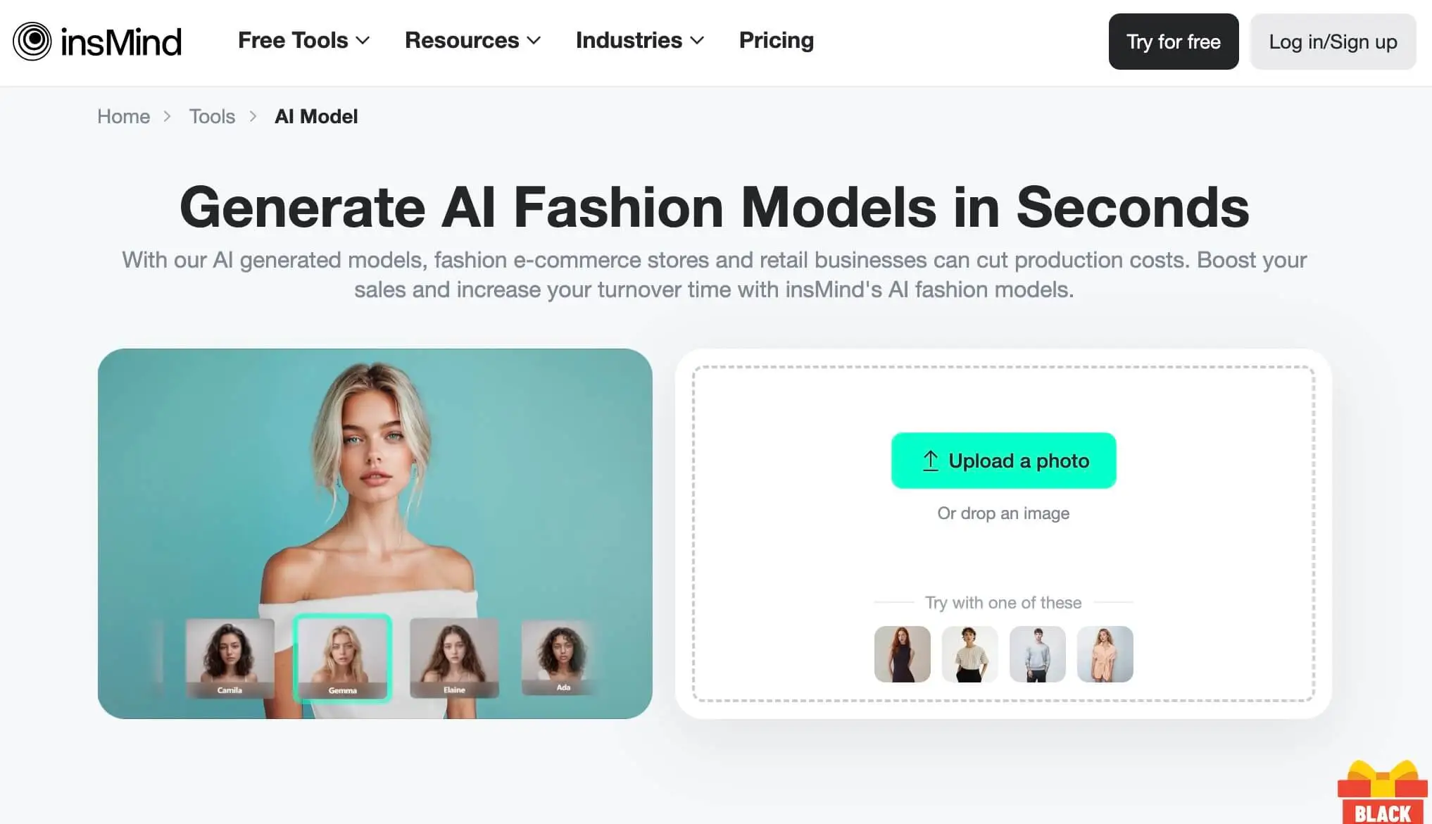 insMind ai clothing model generator