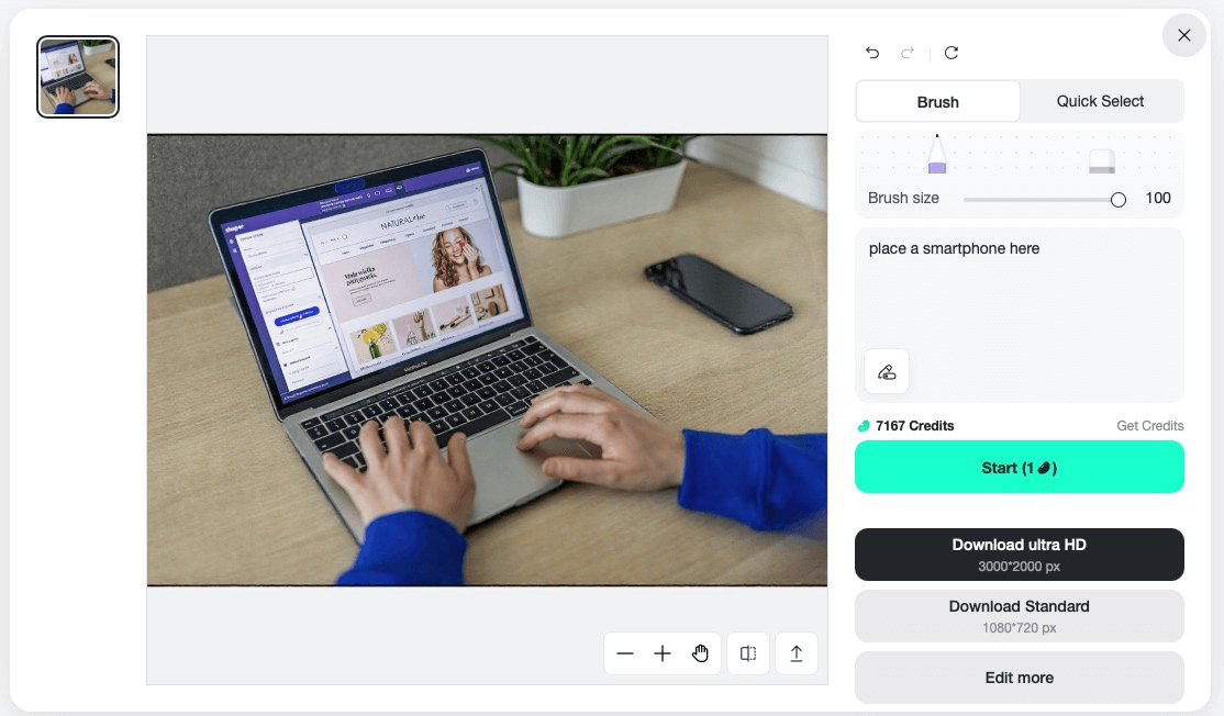 Save your edited photo in standard or high resolution with one click.