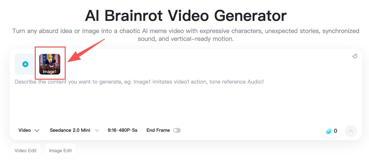 Add Meme Image Uploaded banana politician image for brainrot meme video.