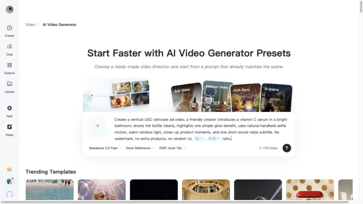 Generate control on insMind video generator Generate control on insMind video generator