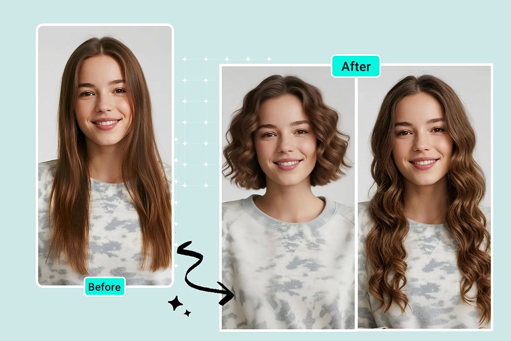 Virtual Try On Short and Long Curly Hairstyles in One Click