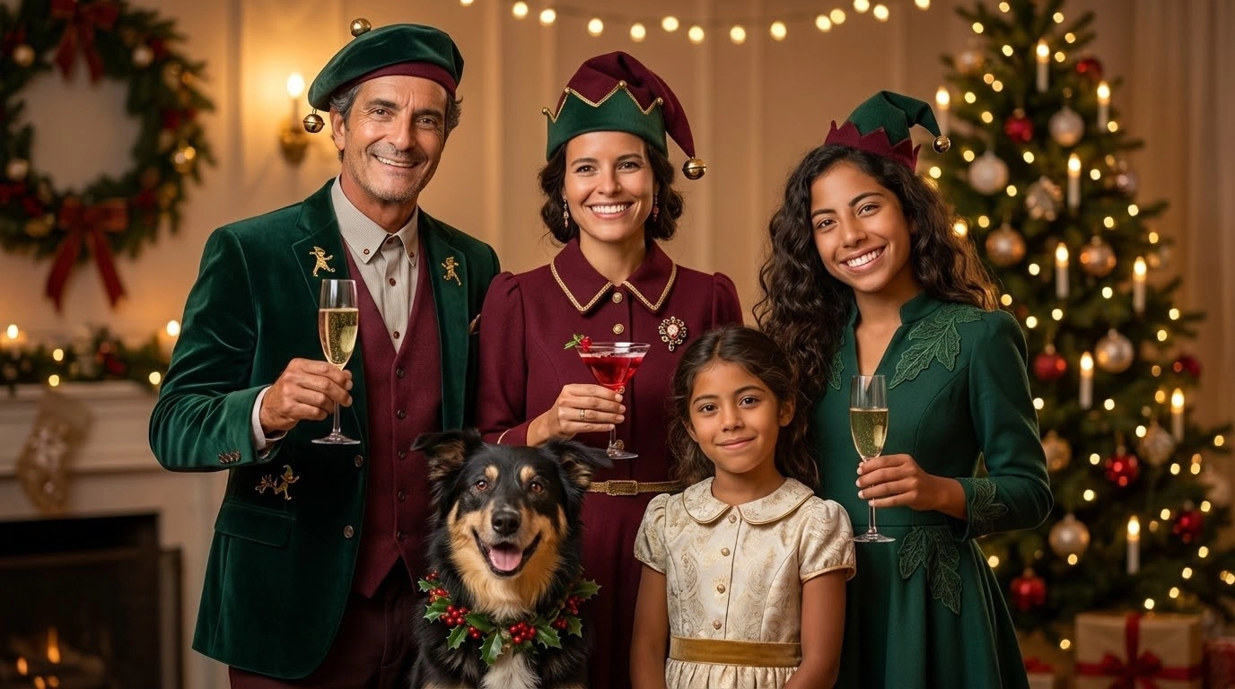 Elegant Christmas Party Elf A group of elegant Christmas party elf generated by insMind