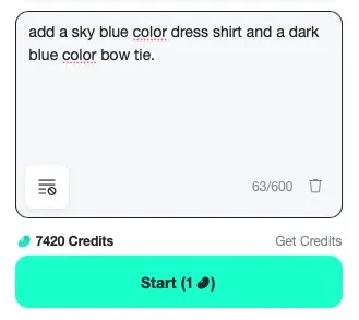 Enter detailed clothing descriptions to guide realistic AI-generated outfit creation.