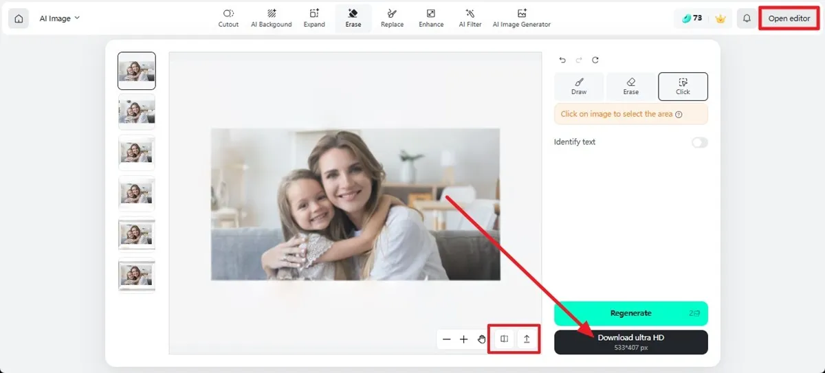Download the image after you remove frame from photo completely