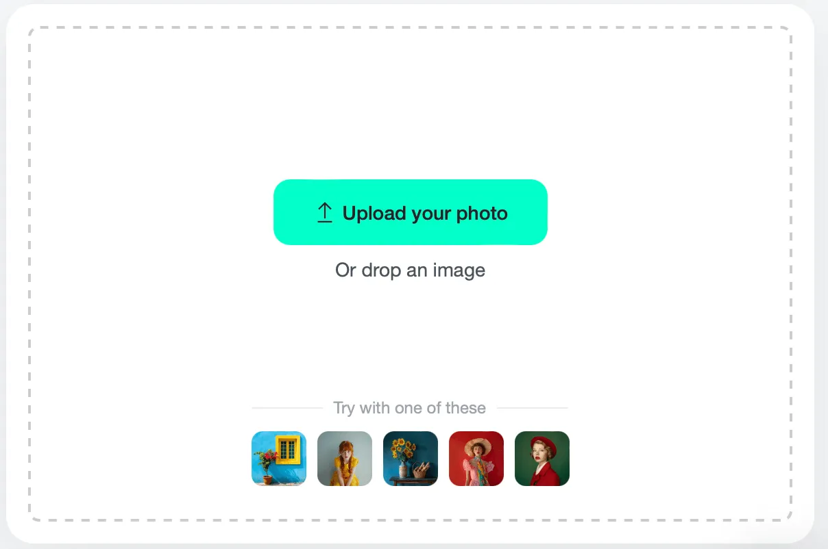 Screenshot demonstrating the process of uploading a photo to the AI Filter Tool in insMind