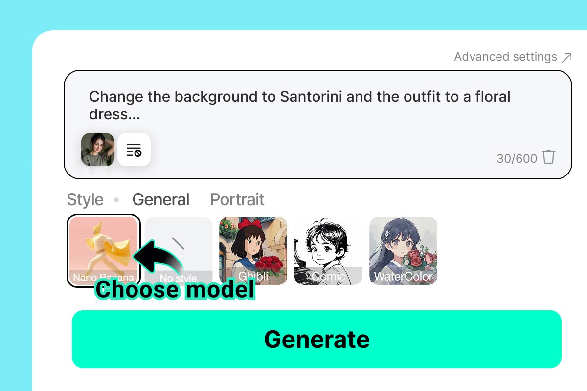 Step 3. Select the "Nano Banana" Model Step 3. Select the "Nano Banana" Model