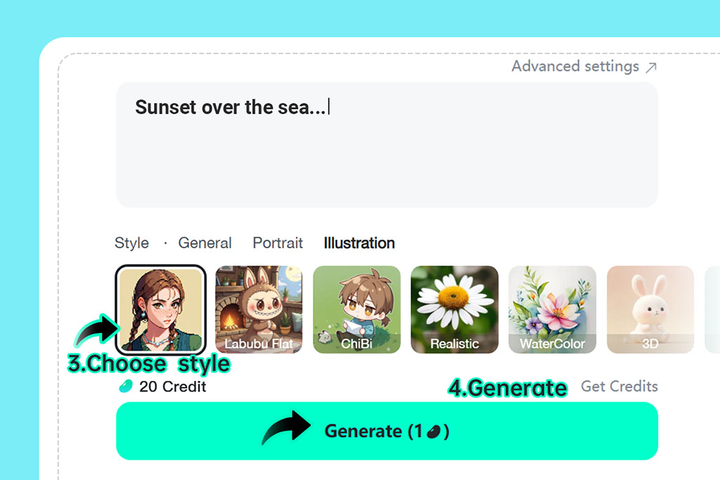 Step 3: Choose a landscape style and Click "Generate"