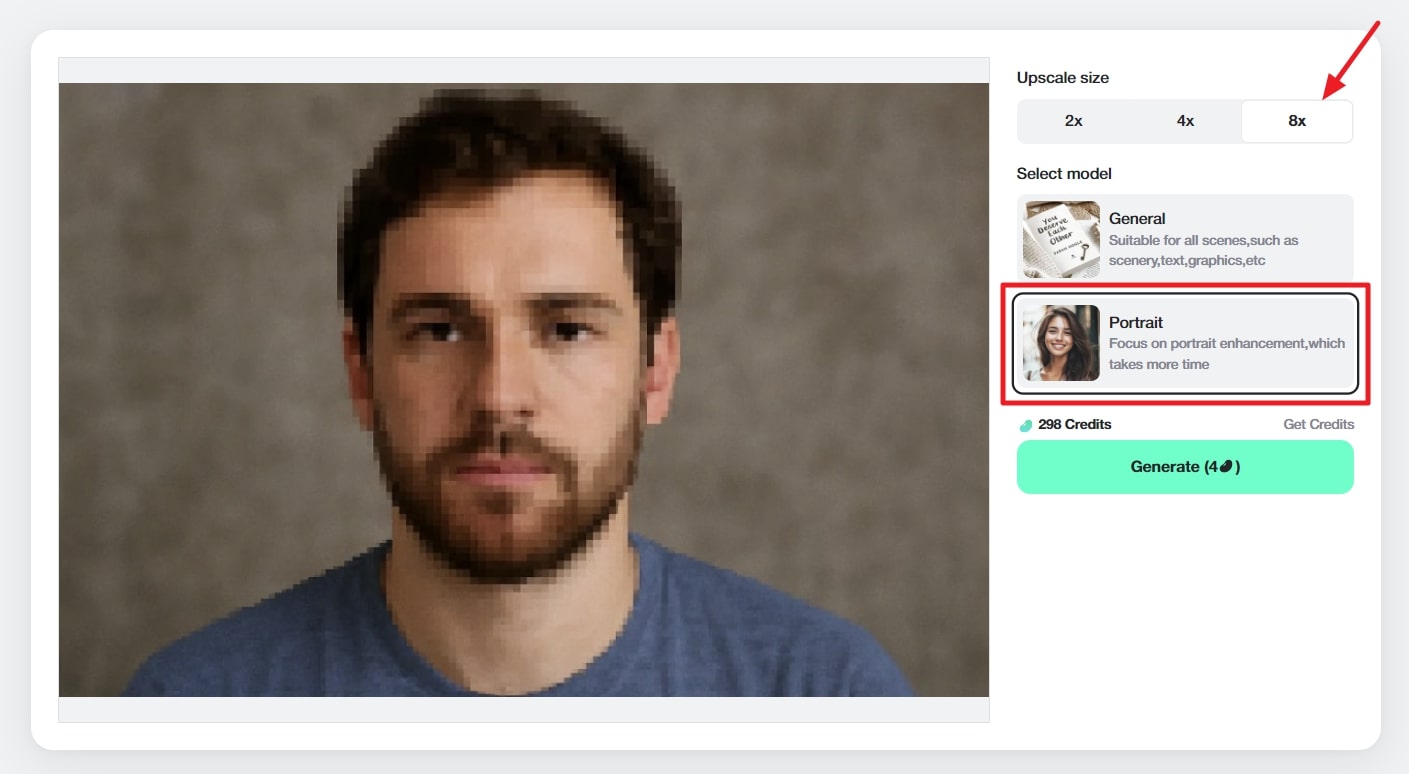 Select Model and Generate Unpixelate Image