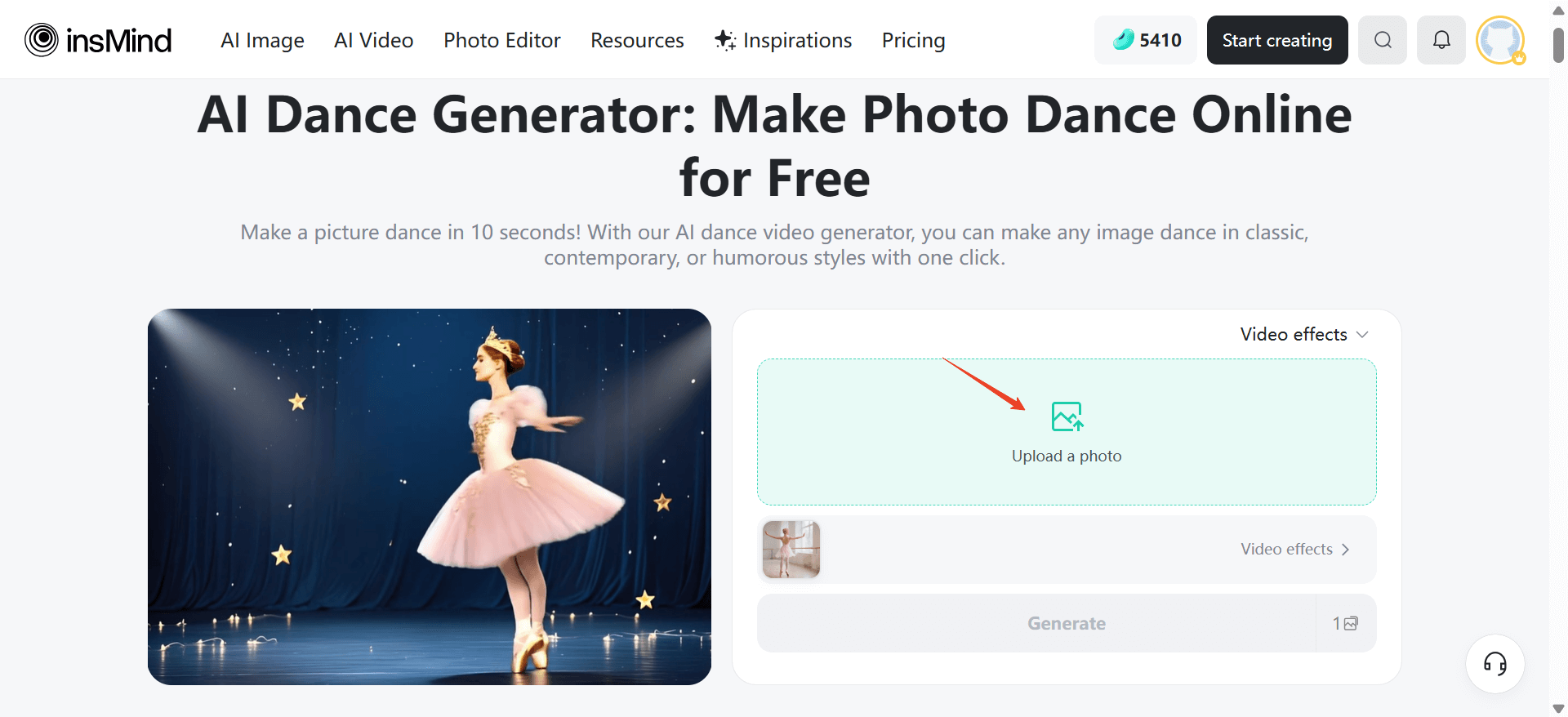 Upload a photo of your pet to create a dancing video with AI.