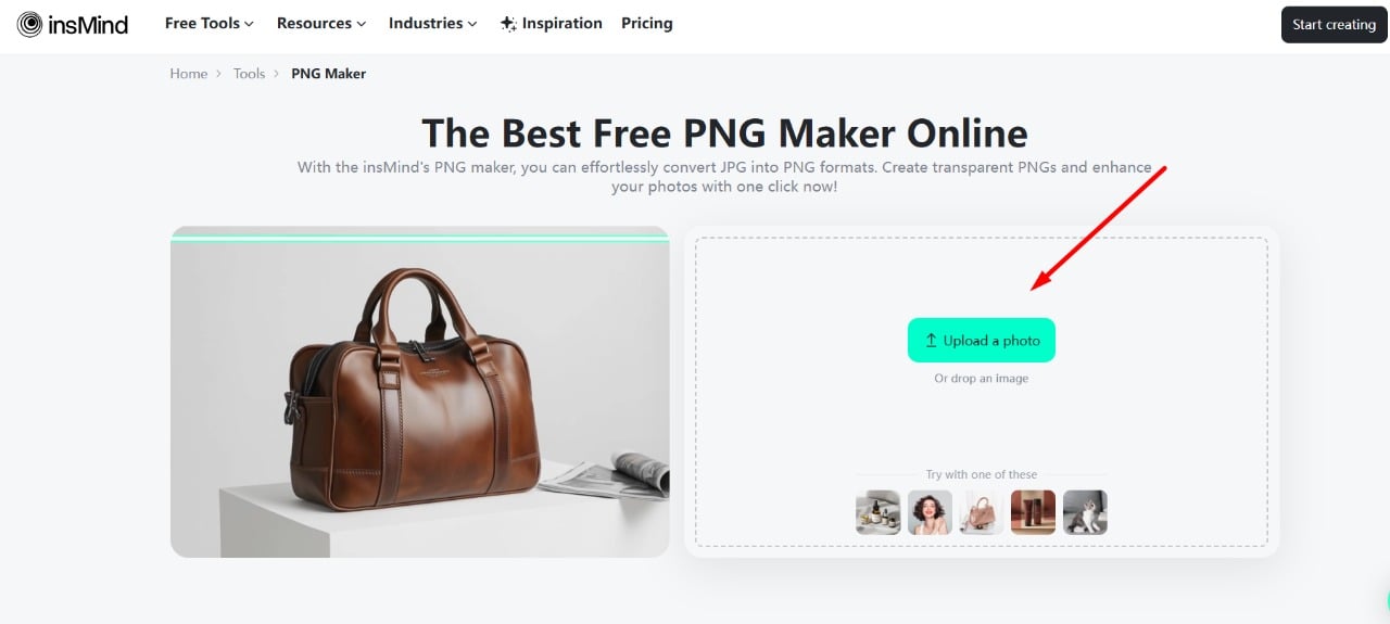 Try insMind's PNG maker