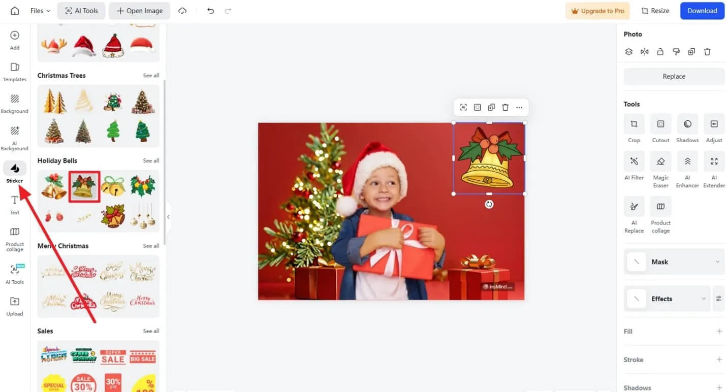 use sticker icon for your Christmas background