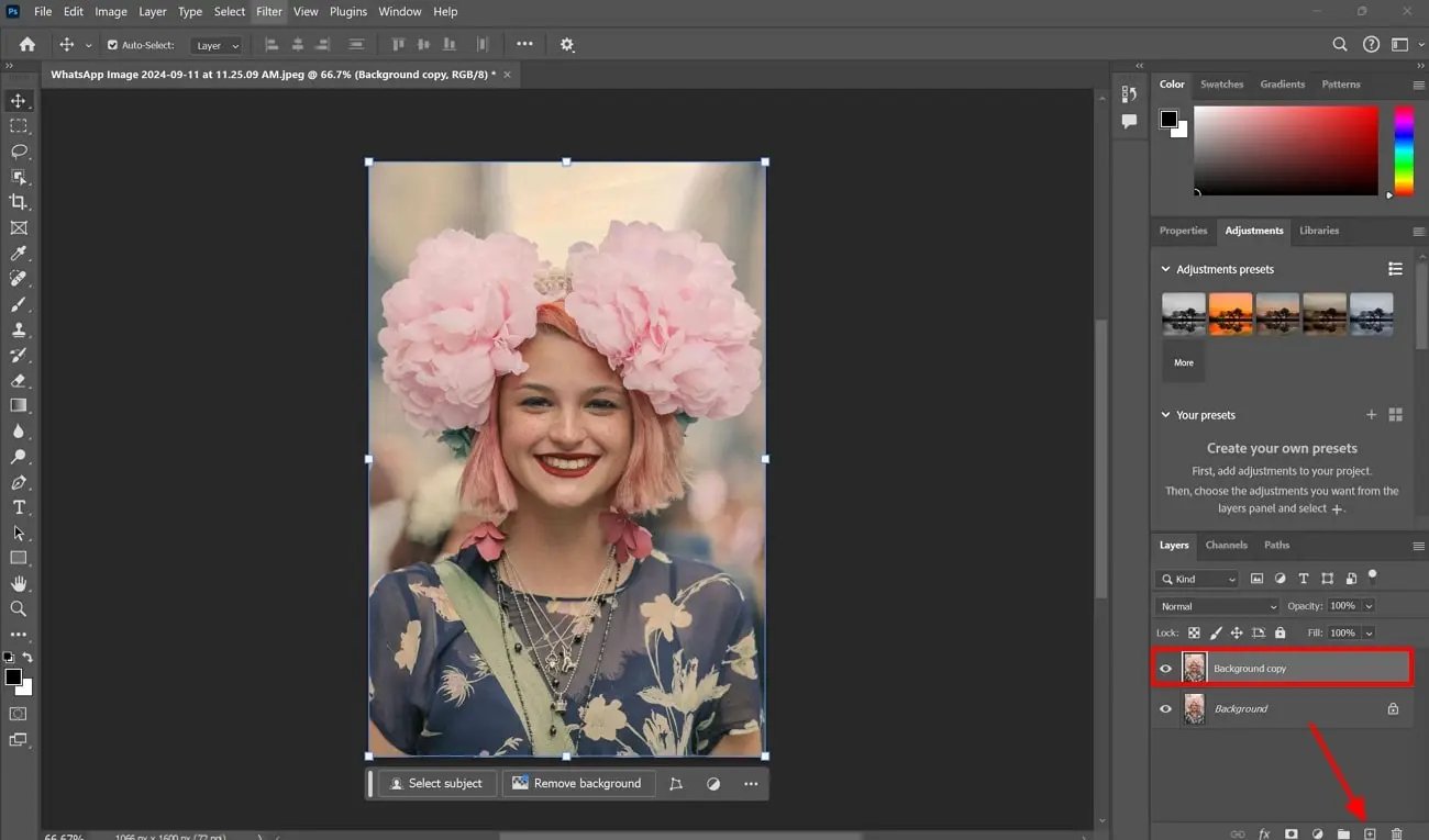 Screenshot that shows how to duplicate layer photoshop - How to Sharpen an Image 