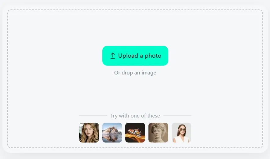 Screenshot demonstrating the process of uploading a photo to the  AI Image Enhancer Tool in insMind