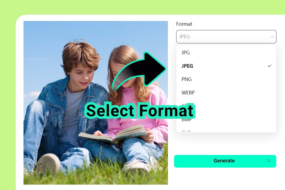 Select the "JPEG" Output Format