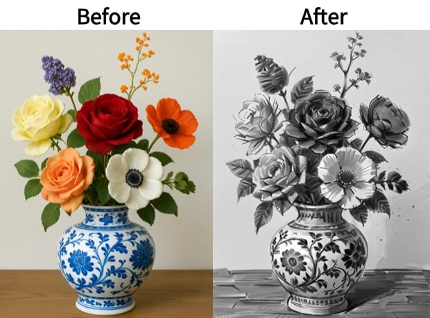 Create pencil drawings or manga-style comics from your photos with AI sketch filters.