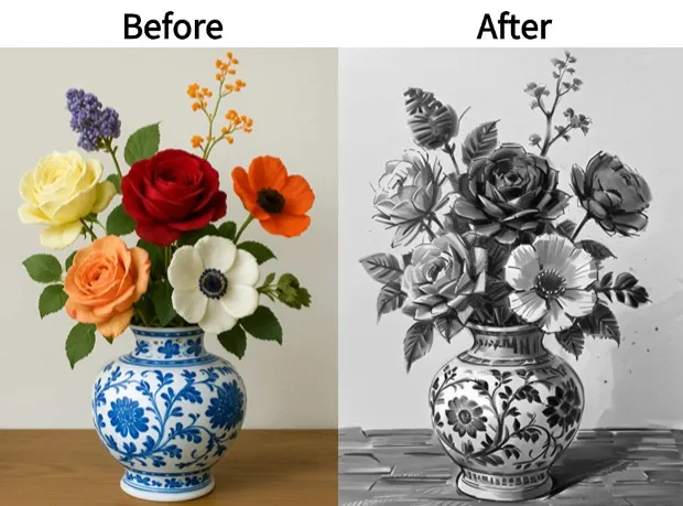 Create pencil drawings or manga-style comics from your photos with AI sketch filters.