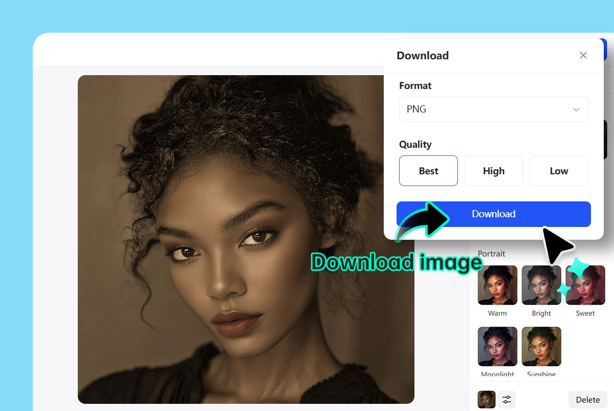 Step 3: Download your sepia-toned photo instantly