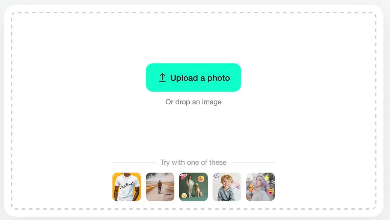 Upload your photo to start removing emojis without losing quality using insMind's tool.