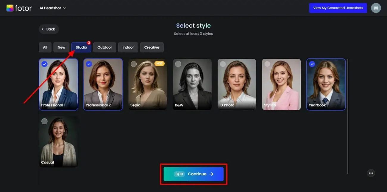 Screenshot that shows how to choose style for the ai year book