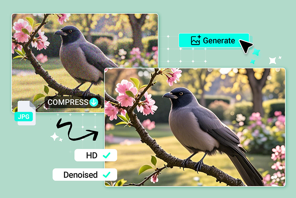Enhance and Remove Noise from Compressed Images