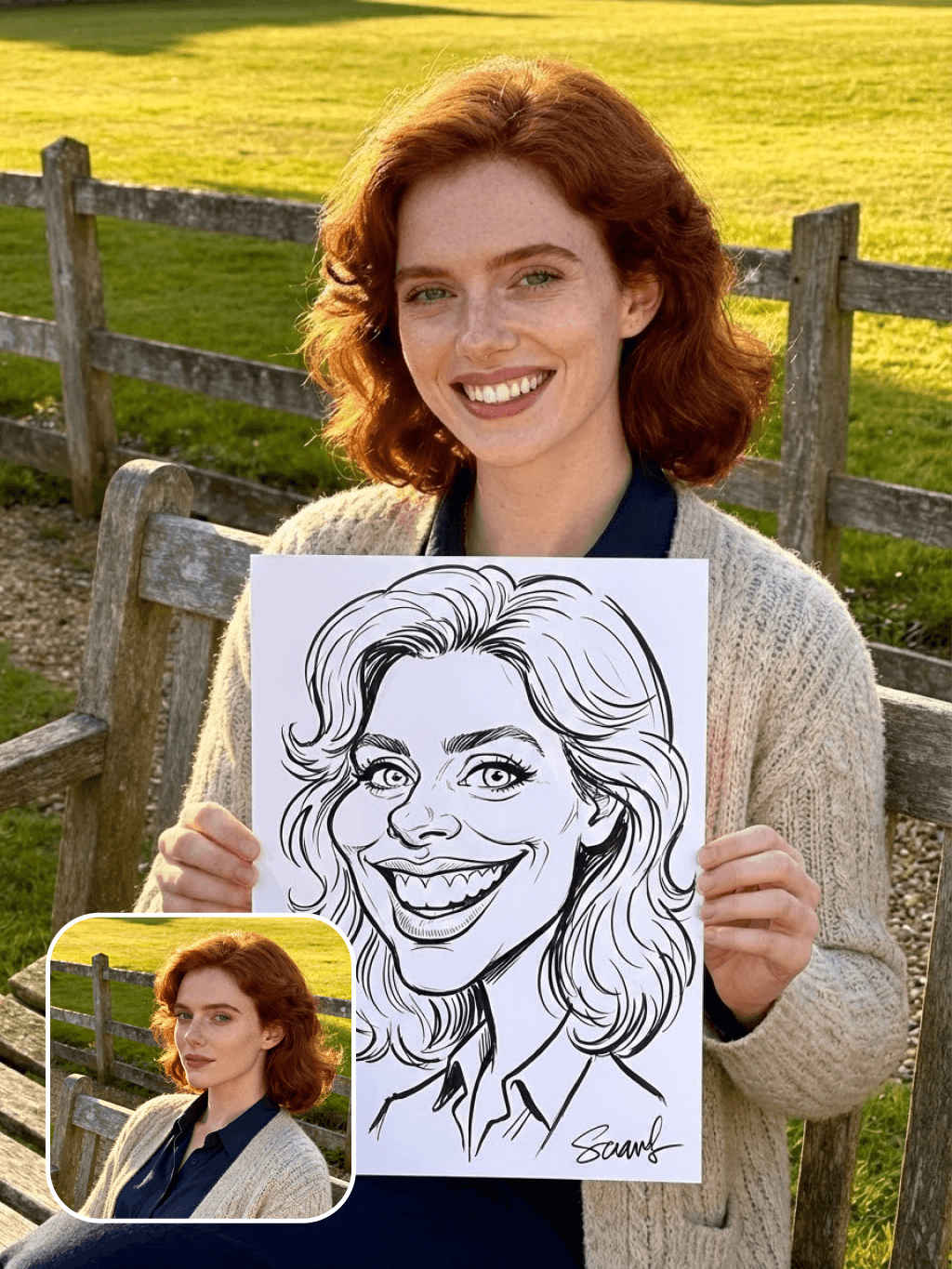 Moi avec mon croquis de caricature