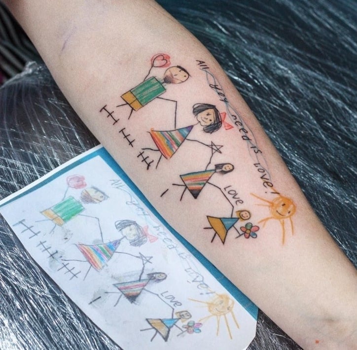 Childhood Drawing Tattoo Idea