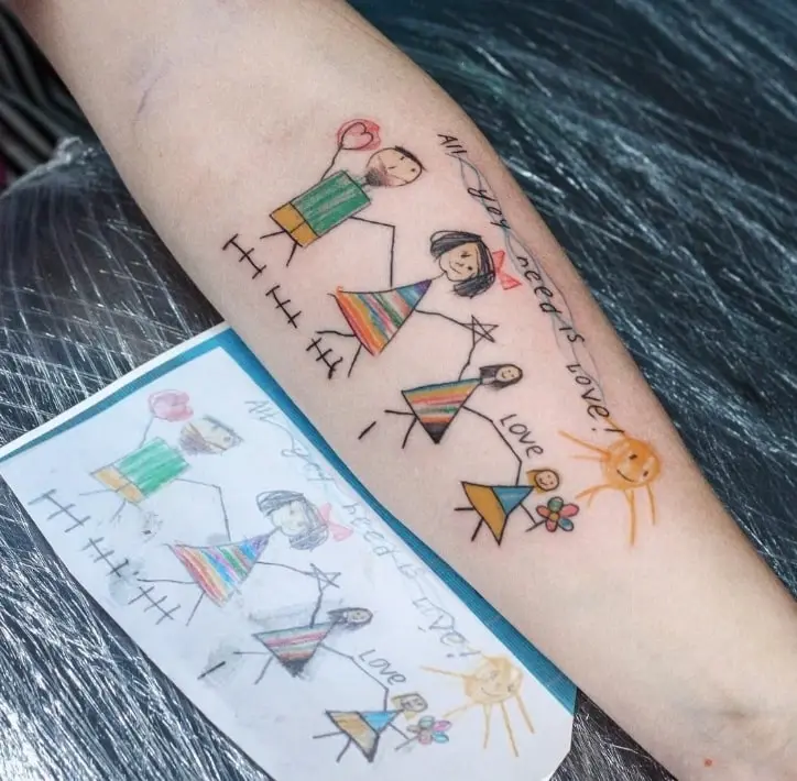 Childhood Drawing Tattoo Idea