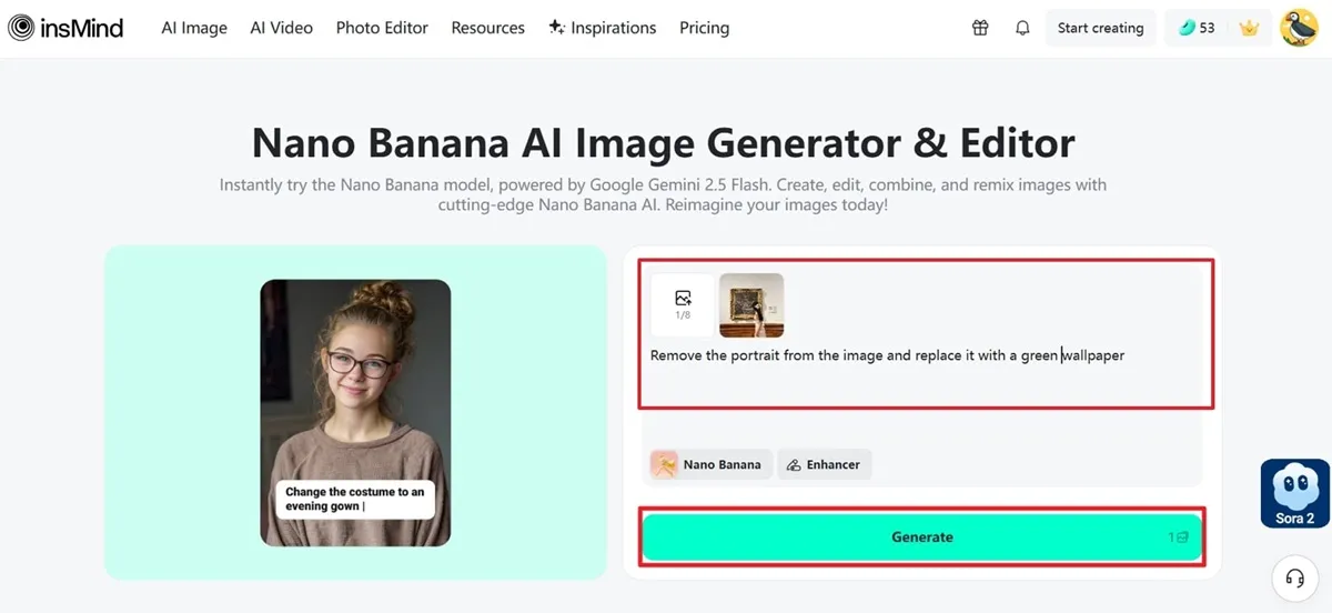 Displays how users upload images and apply prompts when using Nano Banana vs. Seedream 4.0 in insMind.