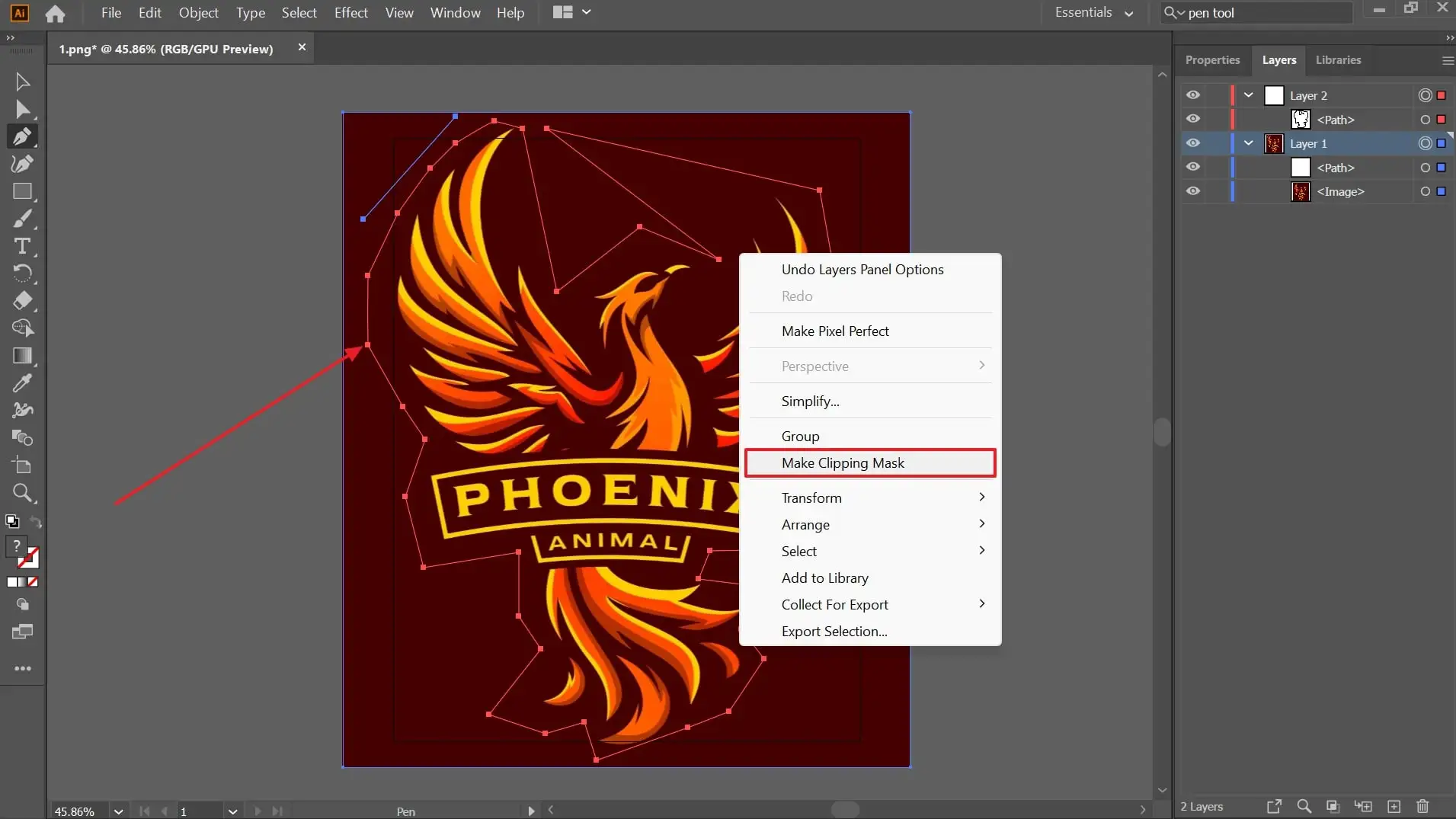 select make clipping mask option to to remove background in Illustrator story