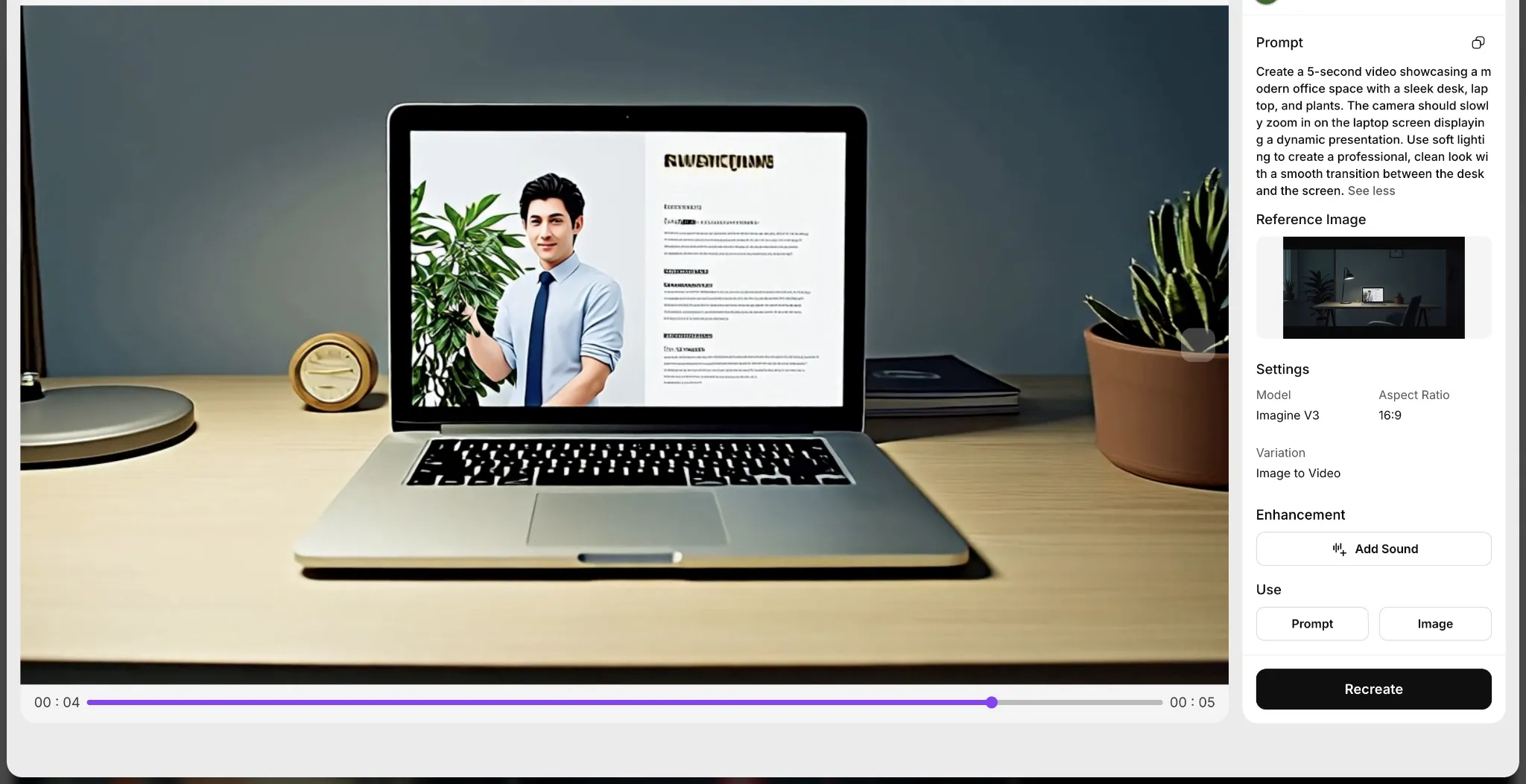 ImagineArt AI Video Generator Interface Highlighting ImagineArt’s intuitive interface for creative AI video generation.