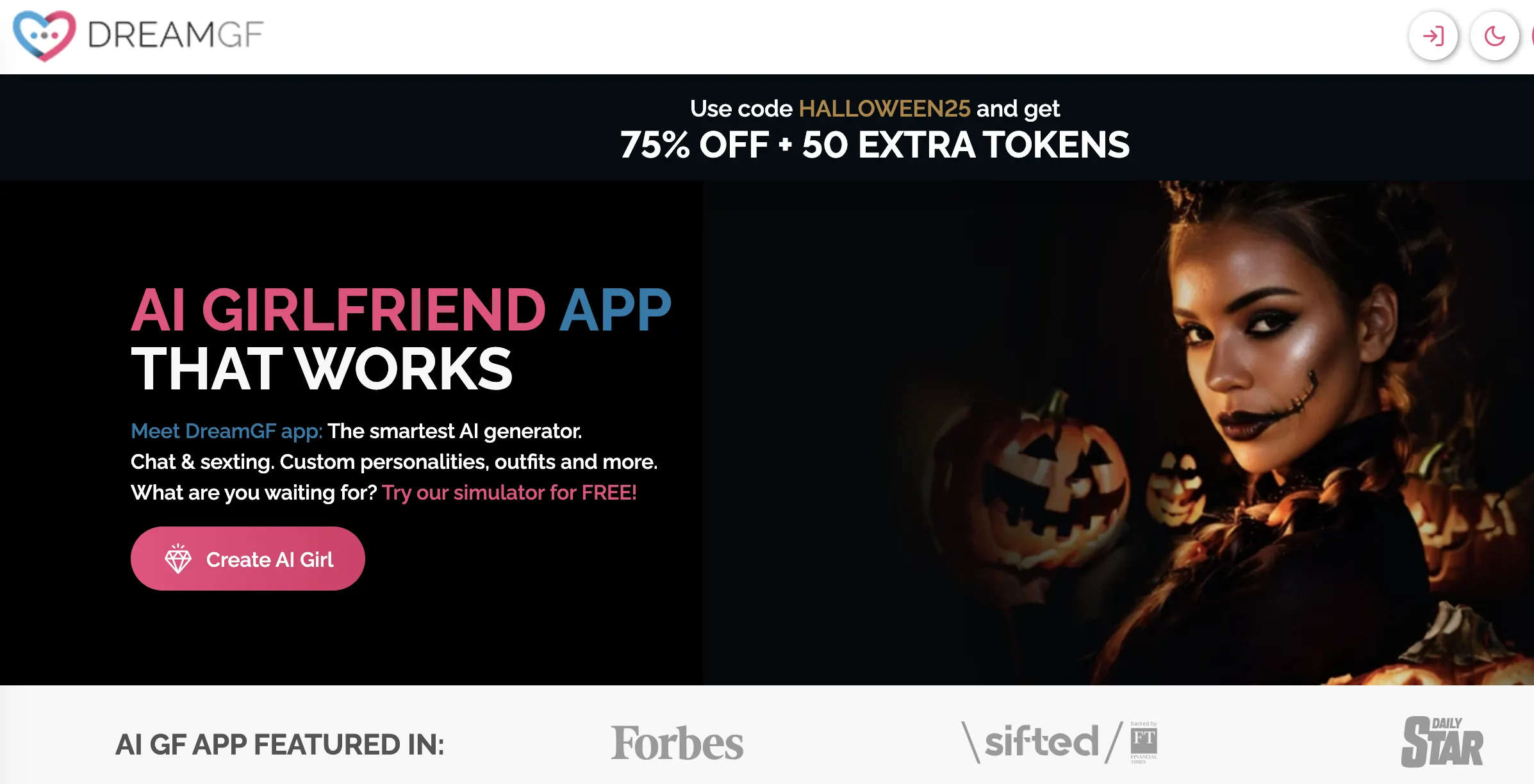 DreamGF.AI interface screenshot DreamGF.AI interface screenshot showing AI girlfriend creation and customization tools.