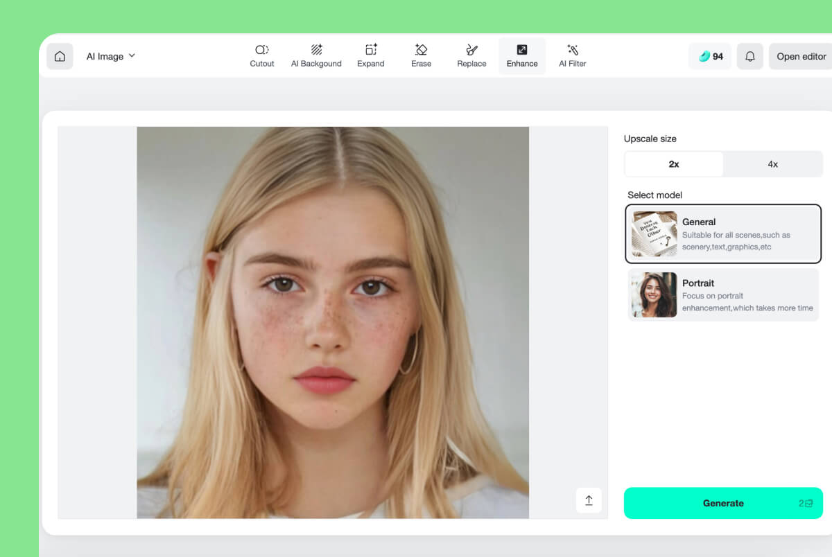 Erase blemishes from photo