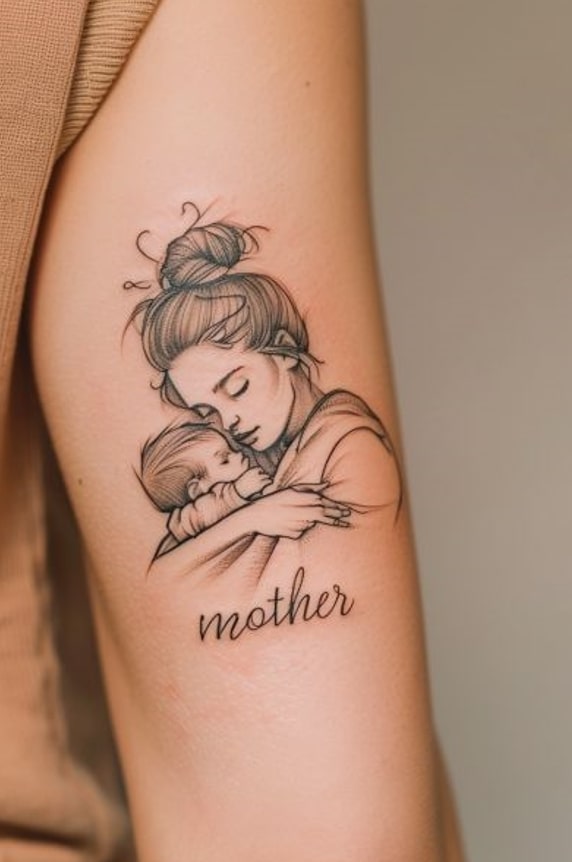 Mother And Son Tattoo Idea