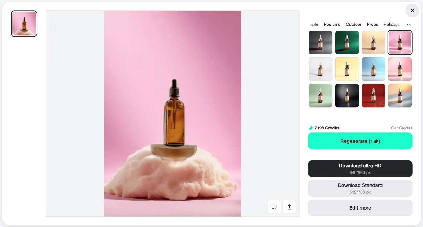 Generate and save professional-quality images with new AI-generated backgrounds in seconds.