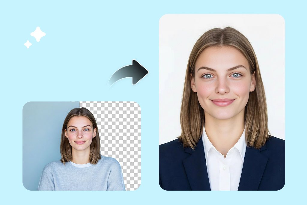 Customize Background, Outfit, and Size Easily Customize Background, Outfit, and Size Easily